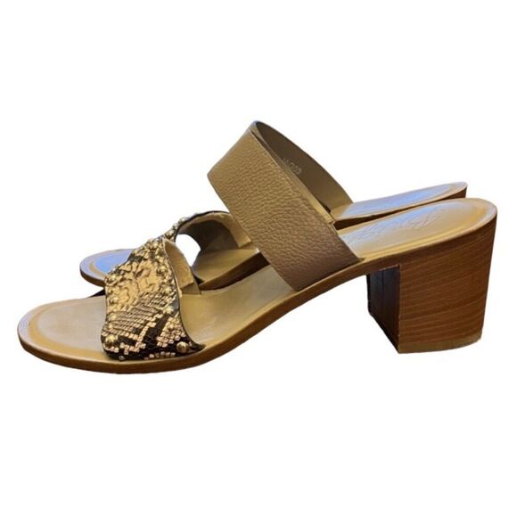 Brighton Thrill Block Heeled Slip On Snake Skin Print Sandals JAG03 Size 8.5 - Picture 5 of 9